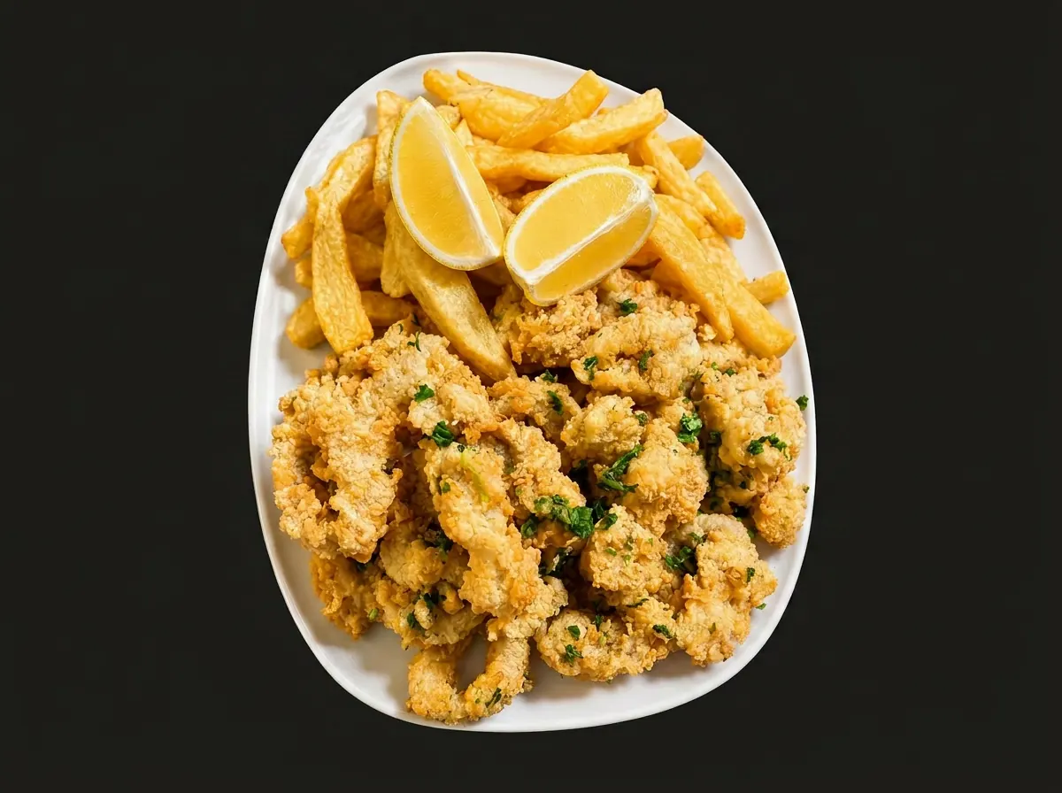 Rabas con papas fritas