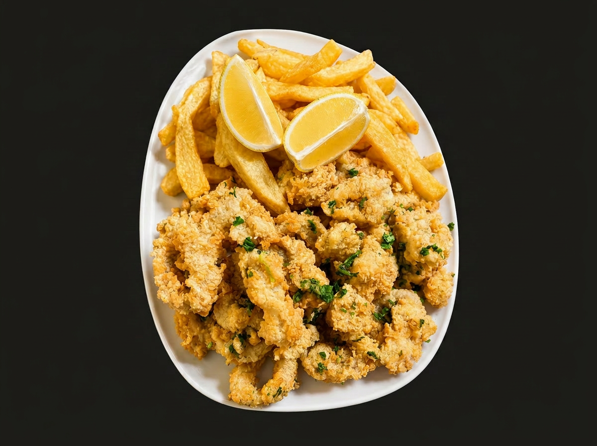 Rabas con papas fritas